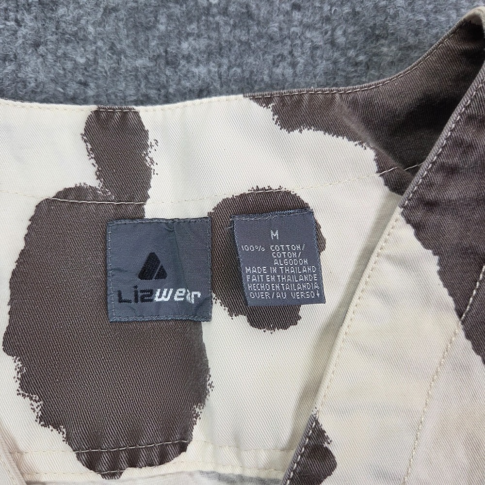 Vtg Liz Wear Cow‎ Print Zip Vest Cowgirl Western Rodeo Zip Up Y2K Pockets Medium - Picture 4 of 10